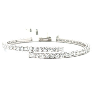 Lab Grown Diamond Eternity Bangle Bracelet in 14kt White Gold: 8.75ct Diamonds E-F/VS1-VS2