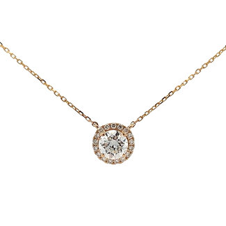 Lab Grown Diamond Halo Necklace in 14kt Yellow Gold: 0.75ctw