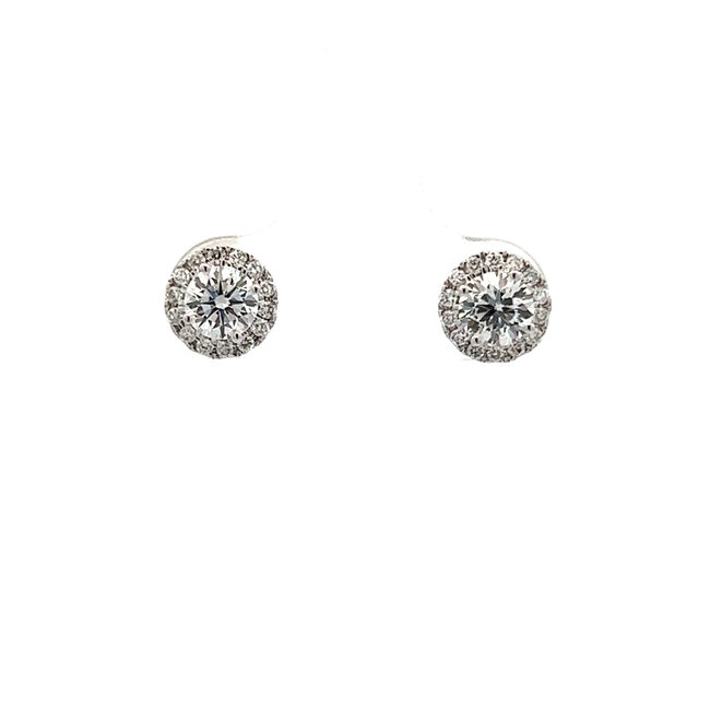 Lab Grown Diamond Halo Stud Earrings in 14kt White Gold: 1.00ctw