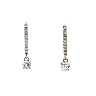 Lab Grown Solitaire Diamond Drop Earrings with Diamond Lever Backs in 14kt White Gold: 0.66ctw Diamonds