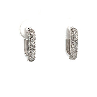 Lab Grown Square Huggie Diamond Hoop Earrings in 14kt White Gold: 13 x 12 mm -  0.52ctw Diamonds