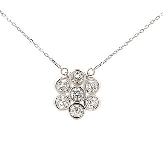 Lab Grown Diamond Flower Necklace in 14kt White Gold: 1.11ctw Diamonds