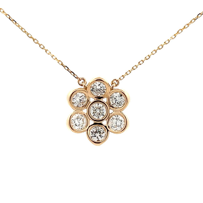 Lab Grown Diamond Flower Necklace in 14kt Yellow Gold: 1.05ctw Diamonds