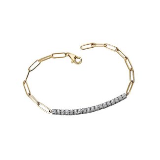 Paperclip Link Halfway Diamond Tennis Bracelet in 14kt White & Yellow Gold: 1.00ctw Diamonds - 7"