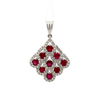 Ruby & Diamond Chandelier Pendant in 14kt White Gold: 1.15ctw Rubies - 0.47ctw Diamonds