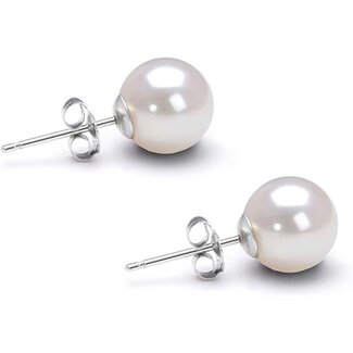Round Akoya Pearl Studs 8mm in 14k White Gold