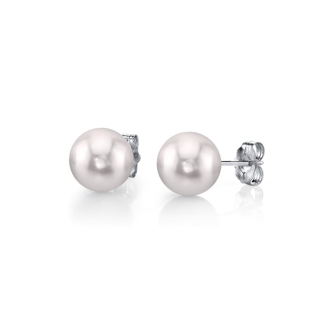 Round Akoya Pearl Studs in 14k White Gold: 7mm