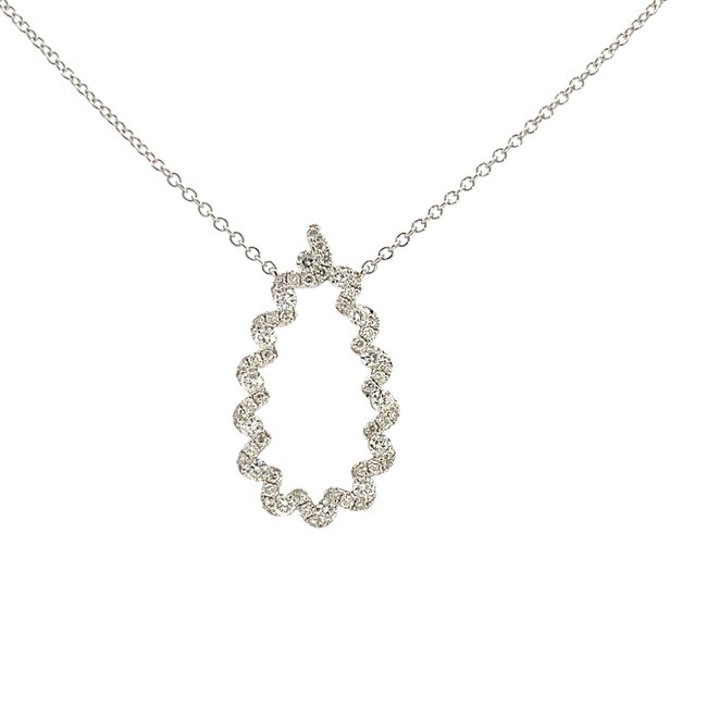 Pear Shaped Twisted Diamond Pendant with Cable Chain 18” in 14k White Gold:  0.74ctw Diamonds