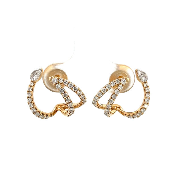 Double Modern Huggie Crawler Diamond Earrings in 14k Yellow Gold: 0.64ctw Diamonds