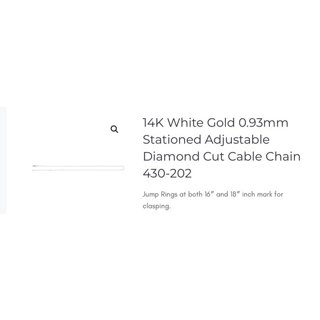 Diamond Cut Chain 16 in. / 14K White Gold