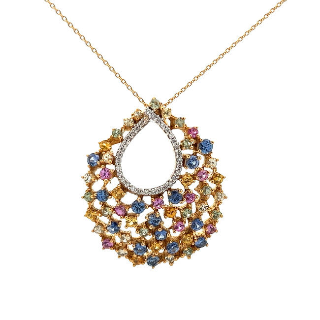 Posy 0.76 CT Multicolor Sapphire Rose Gold Necklace