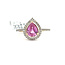 Pear Shaped Pink Sapphire Ring with Diamond Halo and Accents: 1.25ct Sapphire, 0.25ctw Diamonds