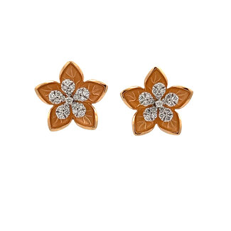 Flower Stud Earrings With Diamonds in 14k Yellow Gold: 0.33ctw Diamonds