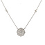 Flower Diamond Cluster Necklace with Diamond stations in Cable Chain 16-18” in 14k White Gold : 1.13ctw
