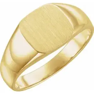 Square Signet Ring 10mm  in 14k Yellow Gold