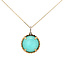 Round Turquoise & Crystal Doublet Pendant with Diamond Bail on 18" Cable Chain in 14kt Yellow Gold: 0.05ctw Diamonds