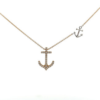 Diamond Anchor Necklace with Cable Chain 18" in 14kt Yellow Gold: 0.25ctw Diamonds