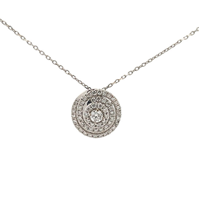 Lab Gown Diamond Swirl Pendant on Cable Chain 16-17.5" in 14k White Gold: 0.50ctw Diamonds