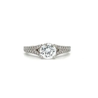 Split Shank Semi-Mount Engagement Ring for 1ct Round Size 6 in 18k White Gold: 0.33ct Diamonds