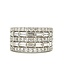 Wide 5 Row Baguette & Round Diamond Ring in 14k White Gold: 3.0ct Diamonds