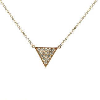 Modern Diamond Triangle Pendant with Cable Chain 18" in 14k Yellow Gold: 0.30ct Diamonds