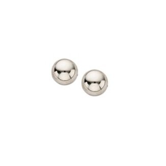 Round Gold Ball Stud Earrings 10mm in 14k White Gold