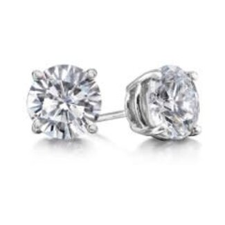 Diamond Studs: 4 Prong Basket Setting Earrings in 14k White Gold: 1.00 ct Diamonds