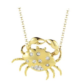 Diamond Set Crab Necklace with Cable Chain 18" in 14kt Yellow Gold: 0.04ct Diamonds