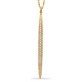 Vertical Pave Set Diamond Bar Pendant with Cable Chain 16-18”: 0.69ct Diamonds