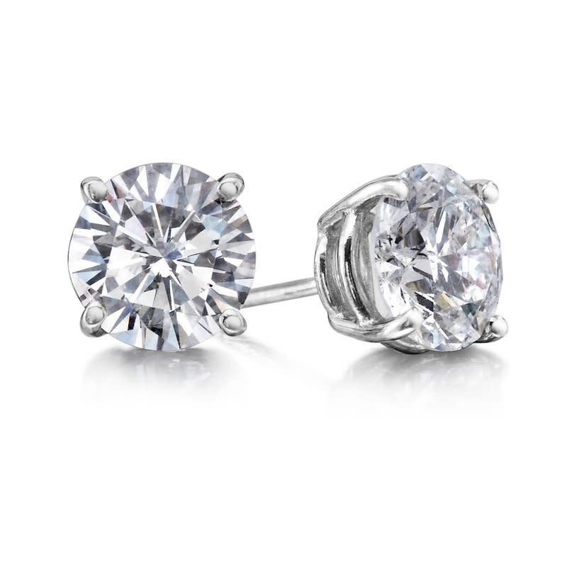 Basket-Set Solitaire Diamond Stud Earrings