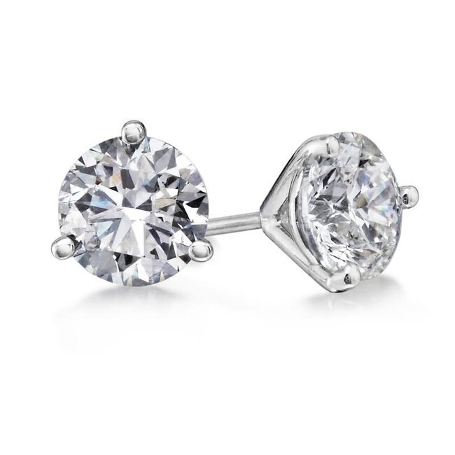 3/8 Ct Round Brilliant Cut Natural Diamond Stud Earrings in 14K Gold Basket  Setting