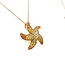 Diamond Accented Ombre Starfish Pendant with Yellow and Orange Sapphires in 14k Yellow Gold: 1.58ctw Sapphires; 0.10ctw Diamonds