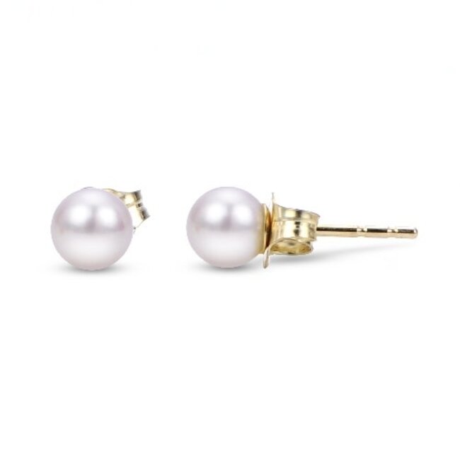 Round Pearl A Akoya Studs in 14k Yellow Gold: 5mm
