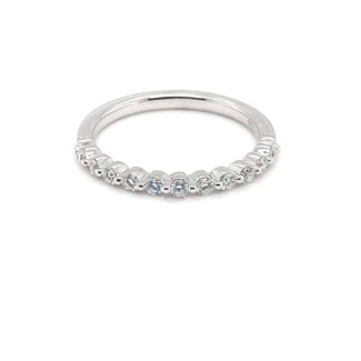 Shared Single Prong Diamond Anniversary Band  in 18k White Gold: 0.36ctw