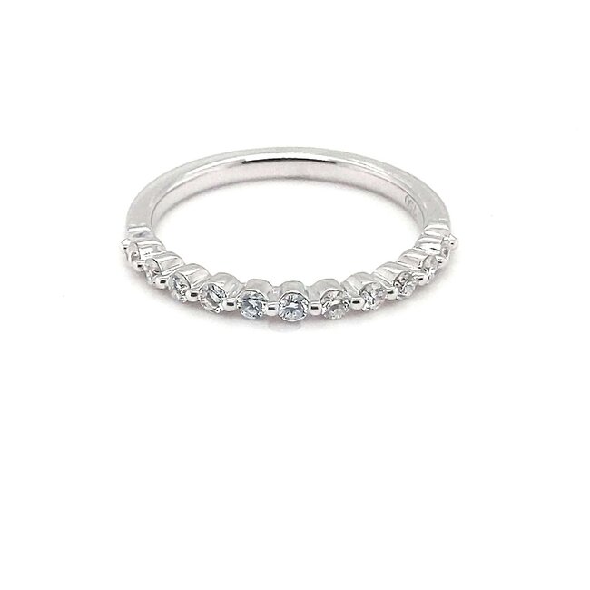 Shared Single Prong Diamond Anniversary Band  in 18k White Gold: 0.36ctw