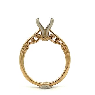 Sculptural Solitaire Engagement Ring Mounting for 1.50ct Round  in 14k Yellow Gold