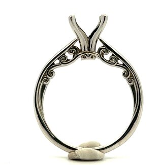 Sculptural 4 Prong Solitaire Mounting for 1.50ct Round  in 14k White Gold