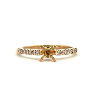 French Set Diamond Engagement Ring Semi-Mount For 0.50ct Round in 14k Yellow Gold: 0.17ctw Diamonds
