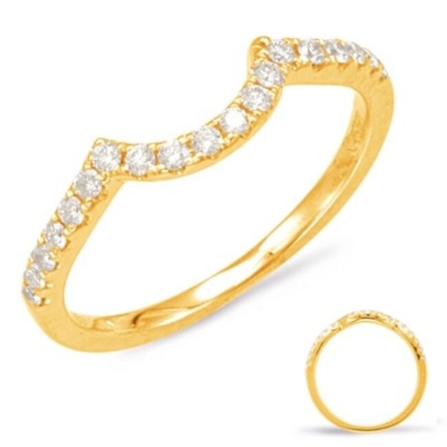 Curved Diamond Wedding Band in 14k Yellow Gold: 0.13ctw Diamonds