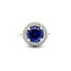 Conversion Ring to Pendant with Round Tanzanite & Double Diamond Halo in 14k White: 2.73ct Tanzanite; 0.39ctw Diamonds