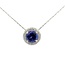 Conversion Ring to Pendant with Round Tanzanite & Double Diamond Halo in 14k White: 2.73ct Tanzanite; 0.39ctw Diamonds