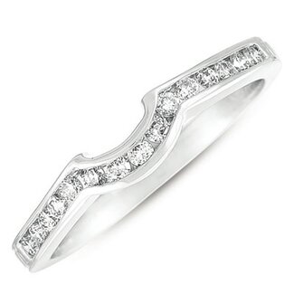 Curved Channel Set Diamond Wedding Band  in 14k White Gold:  0.26tw Diamonds