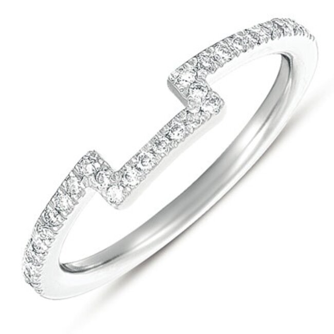 Square Angled Diamond Wedding Band in 14k White Gold: 0.15ctw