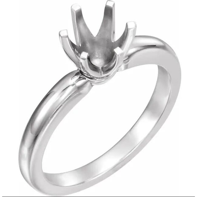 Six Prong Solitaire with Bombé Shank Engagement Ring Mounting for 2.0ct Round in 14k White Gold