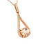 Horizontal Oval Morganite & Diamond Drop Pendant with Light Rope Chain 18" in 14k Rose Gold: 1.56 Morganite; 0.38ctw Diamonds