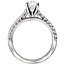 Romance Diamonds glisten on this semi-mount bridal ring crafted in high polished 14kt white gold. This ring showcases diamonds lining the shank and features a setting that will accommodate a 5.8mm round shaped center.   (D 1/5 carat total weight)