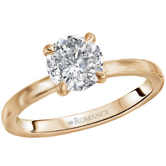 Romance This beautiful high polished 14kt yellow gold semi-mount engagement ring has a solitaire setting that will accommodate a 6.5mm round diamond. (D .04 carat total weight)