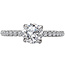 Romance This 14kt white gold semi-mount engagment ring has round micro set diamonds aligning the shank on both sides of a setting that will accommodate a 6.5mm round diamond. (D 1/4 carat total weight)