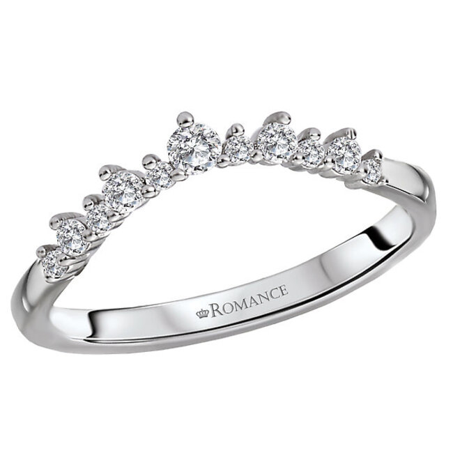 Romance Beautiful curved nesting band lined with diamonds. (D 1/5 carat total weight)