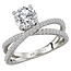 Romance This unique criss-cross design features diamonds lining each shank and an off center setting that will accommodate a 6.5mm round diamond. (D 1/3 carat total weight)